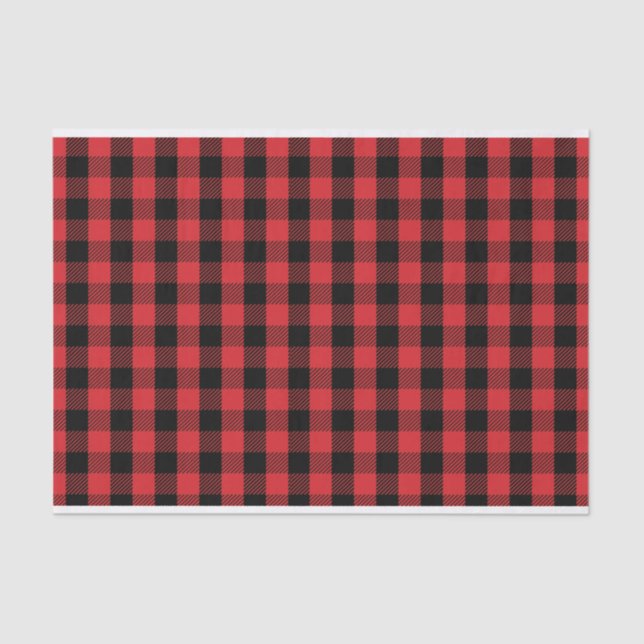 Christmas Holiday Cute Red Black Buffalo Check Tissue Paper (Front)