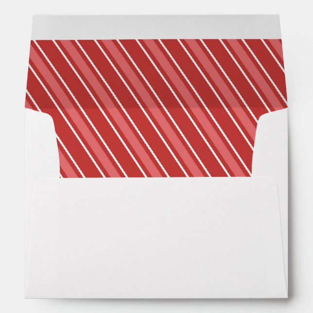 Christmas Holiday Cute Red Striped Whimsical Envelope (Back (Bottom))