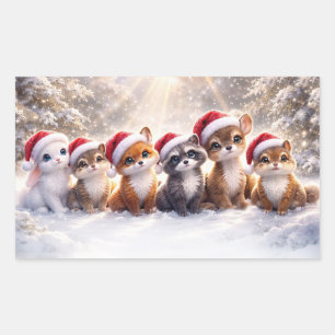 Christmas Holiday Cute Wildlife Santa Hat Sticker