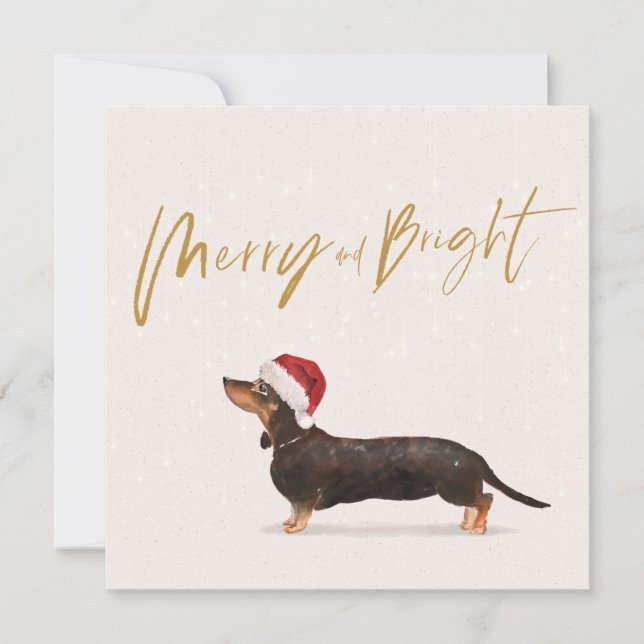 Christmas Holiday Dachshund Dog Merry Greeting (Front)