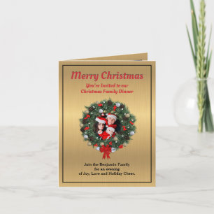 Christmas Holiday Dinner Family Photo Invitation