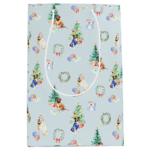 Christmas Holiday Dogs  Medium Gift Bag