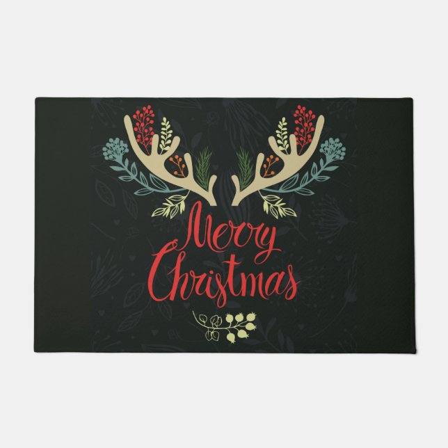 Christmas Holiday Doormat-Antlers Mooy Christmas Doormat (Front)