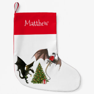 Christmas Holiday Dragon Personalized Small Christmas Stocking
