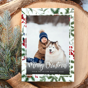 Christmas Holiday Elegant Botanical Photo Modern Card