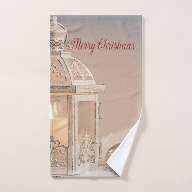 Christmas Holiday- Elegant Christmas Balls,Lantern Bath Towel Set (Hand Towel)