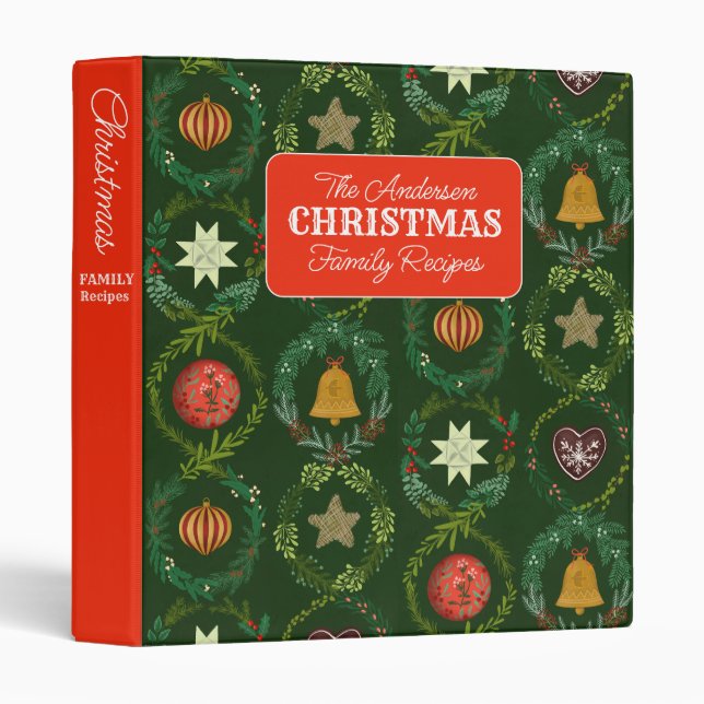 Christmas Holiday Elegant Nordic Wreath Binder (Front/Spine)