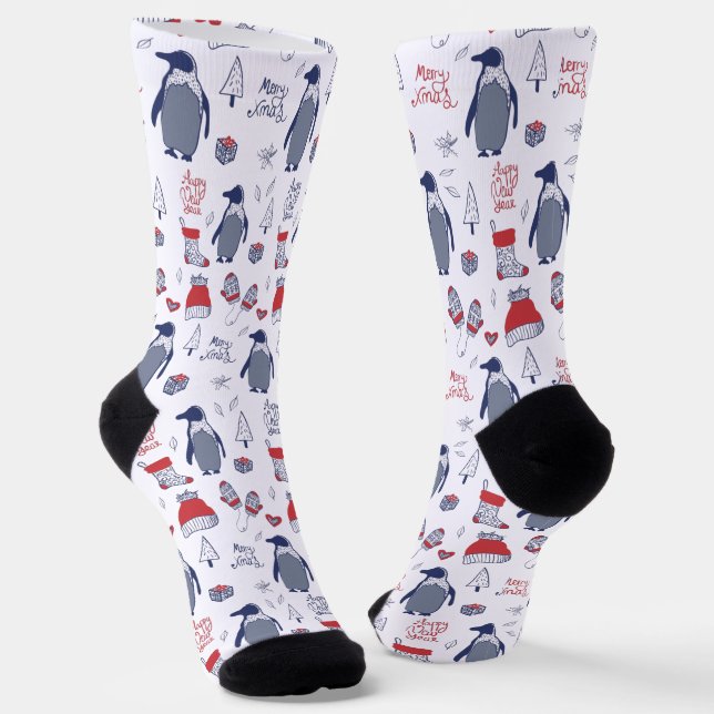 Christmas Holiday Elements Penguins Hats Gloves Socks (Angled)