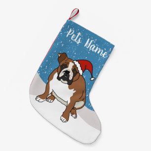 Christmas Holiday English Bulldog Small Christmas Stocking