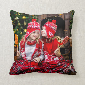 Christmas Holiday Family Photo Throw Pillow