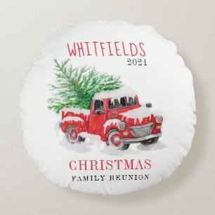 Christmas Holiday Family Reunion Custom Round Pillow
