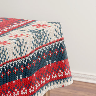 Christmas Holiday Faux Knit Pattern Nordic Theme Tablecloth