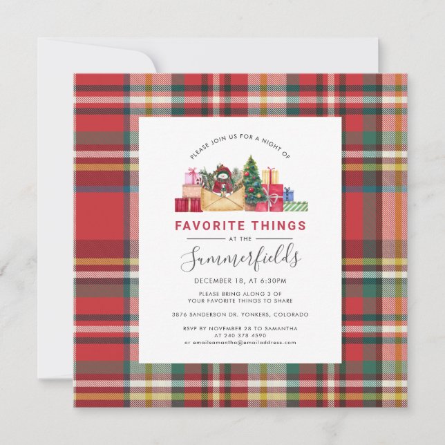 Christmas Holiday Favourite Things Festive Party Invitation (Front)