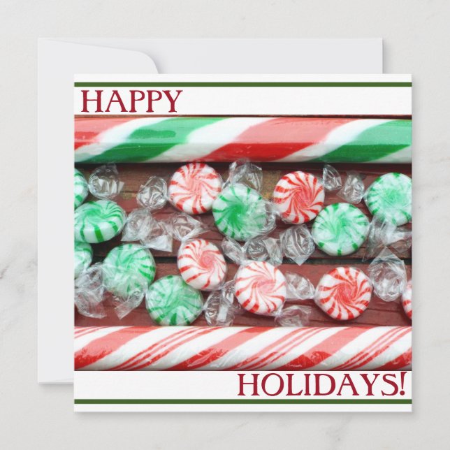 Christmas Holiday festive Candy Canes&hard candies Card (Front)
