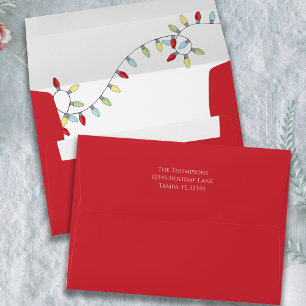 Christmas Holiday Festive Cute String Lights Envelope