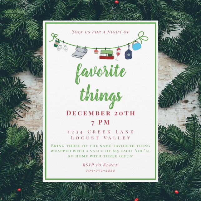 Christmas Holiday Festive Favourite Things  Invitation (Creator Uploaded)