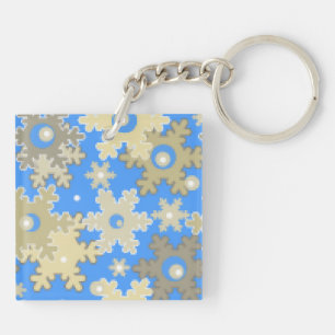 Christmas holiday festive winter snowflakes bright keychain