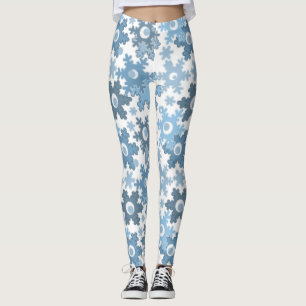 Christmas holiday festive winter snowflakes bright leggings