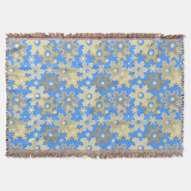 Christmas holiday festive winter snowflakes bright throw blanket (Front)