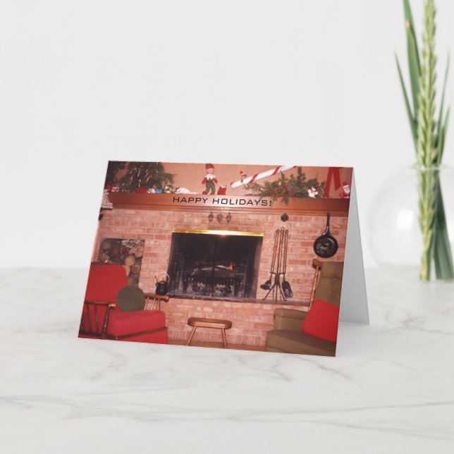 Christmas Holiday Fireplace Card (Front)
