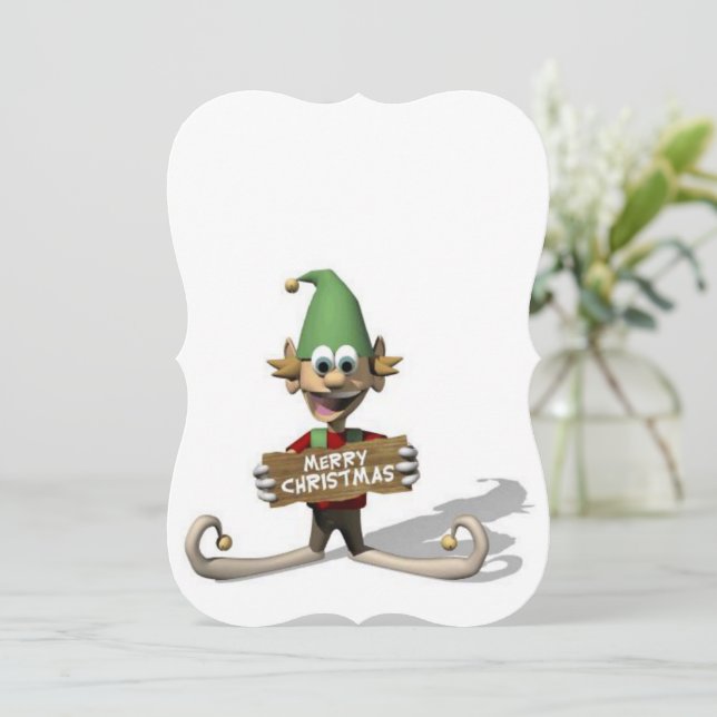 Christmas Holiday Flat Greeting Card, Elf Card (Standing Front)