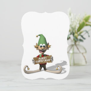 Christmas Holiday Flat Greeting Card, Elf Card