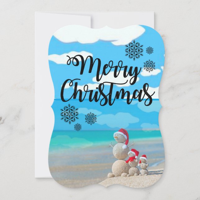 Christmas Holiday Flat Greeting Card, Snowman Card (Front)