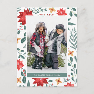 Christmas Holiday Floral   Holiday Photo Card