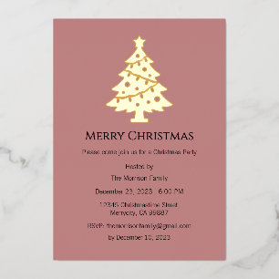 Christmas Holiday Foil Postcard, Christmas Invite