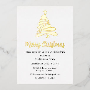 Christmas Holiday Foil Postcard, Christmas Invite