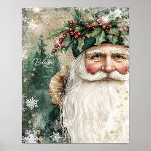 christmas holiday folk santa believe poster