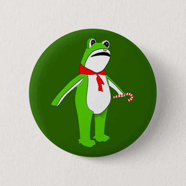 Christmas Holiday Frog 2 Inch Round Button (Front)