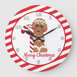 Christmas Holiday gandy cane gingerbread clock