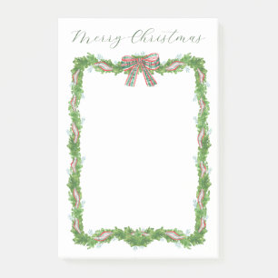 Christmas Holiday Garland Ribbon Bow Plaid Post-it Notes