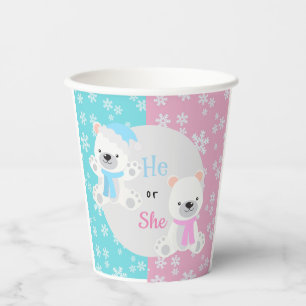 Christmas Holiday Gender Reveal Polar Bear Paper Cups