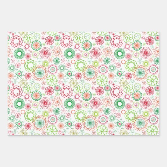 Christmas- Holiday geometric spirals  Wrapping Paper Sheet (Front)