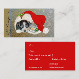 Christmas Holiday Gift Certificate for Pet Lovers