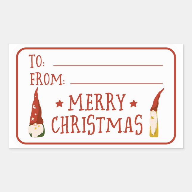 Christmas Holiday Gift Cute Gnomes To From Sticker (Front)