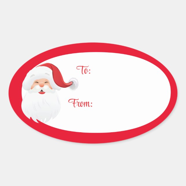 Christmas Holiday Gift Tag Stickers-Santa (Front)