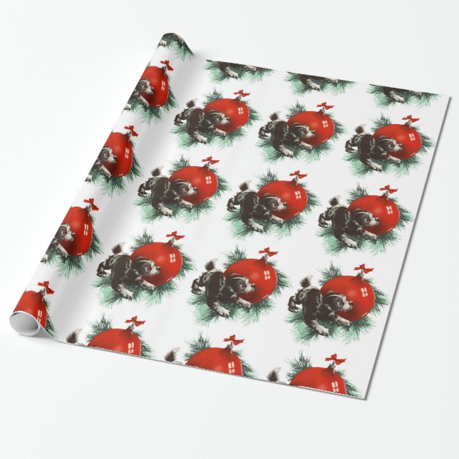 Christmas Holiday Gift Wrapping for Dog Lovers Wrapping Paper (Unrolled)
