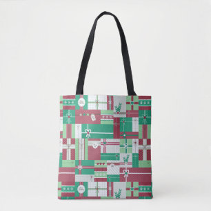 Christmas holiday gifts mosaic xmas design tote bag