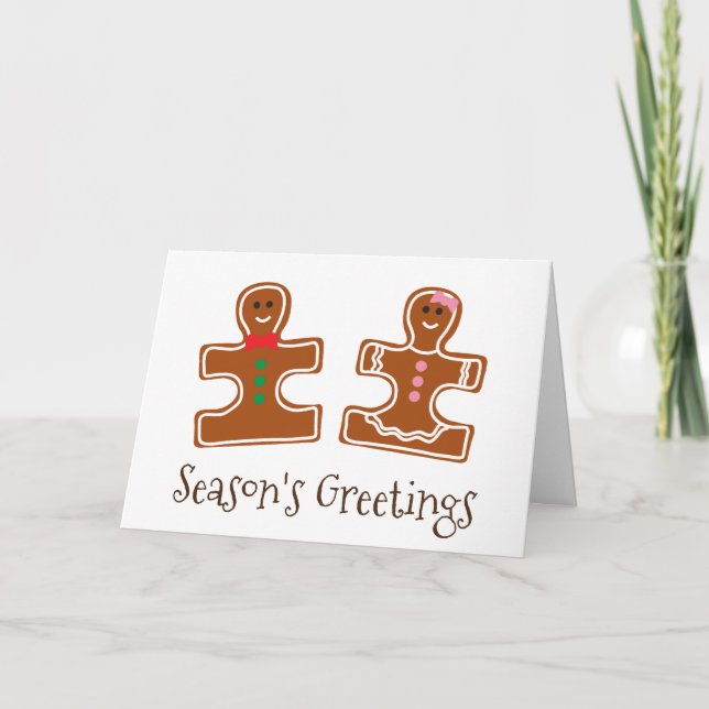 Christmas Holiday Ginger Puzzle Autism Awareness Card (Front)