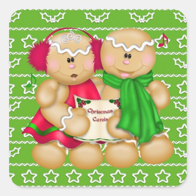 Christmas Holiday Gingerbread cartoon sticker (Front)