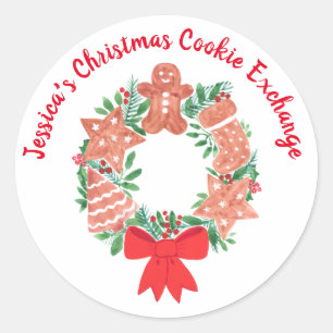 Christmas Holiday Gingerbread Cookie Exchange  Classic Round Sticker