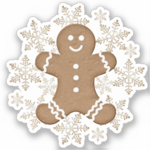 Christmas Holiday Gingerbread Man and Snowflakes
