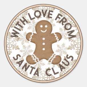 Christmas Holiday Gingerbread Man Iced Snowflakes Classic Round Sticker