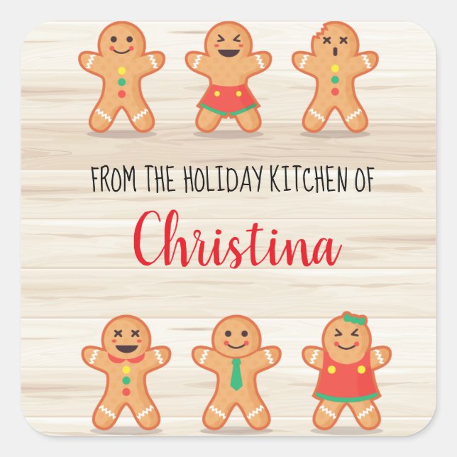 Christmas Holiday Gingerbread Square Sticker (Front)