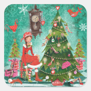 Christmas Holiday girly Tree   Sticker