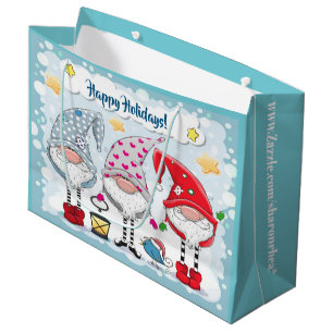 Christmas / Holiday Gnomes Gift Tote Large Gift Bag