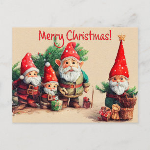 Christmas Holiday Gnomes Postcard